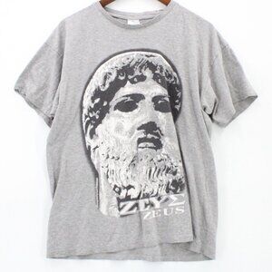 B&C Collection Shirt Mens Gray Zeus Greek Mythology Graphic Logo Cotton Size L